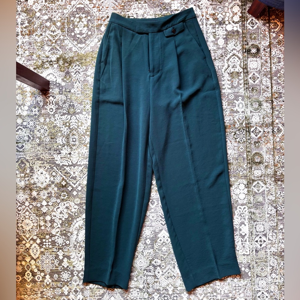 Madewell Elegant Dark Emerald Green Trousers